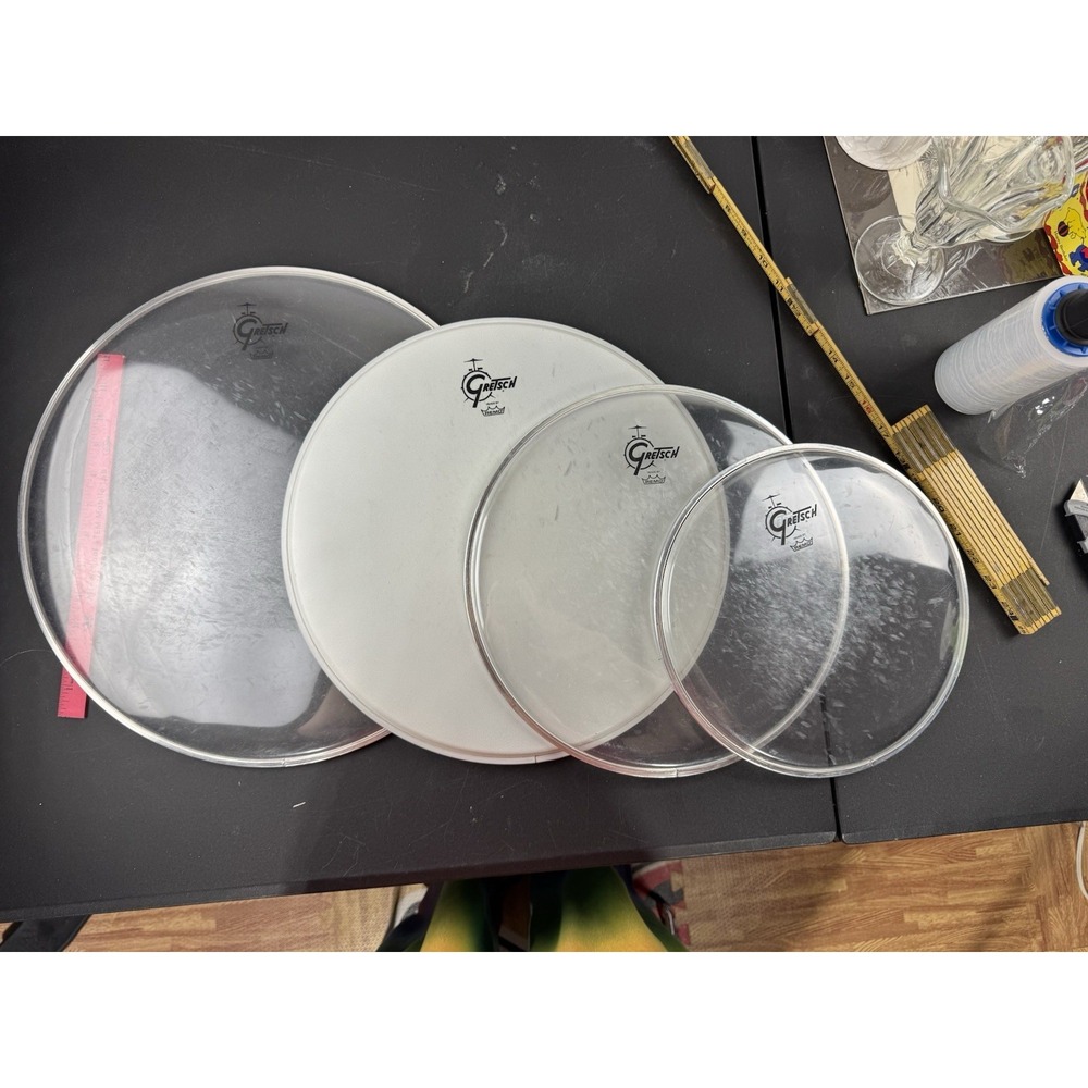 set of 4 Drum Heads Gretsch Heads by Remo 15, 14, 12, and 10 inches